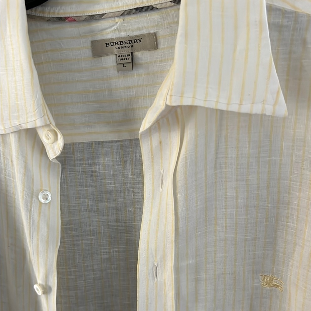 Burberry Men's Yellow Striped Shirt